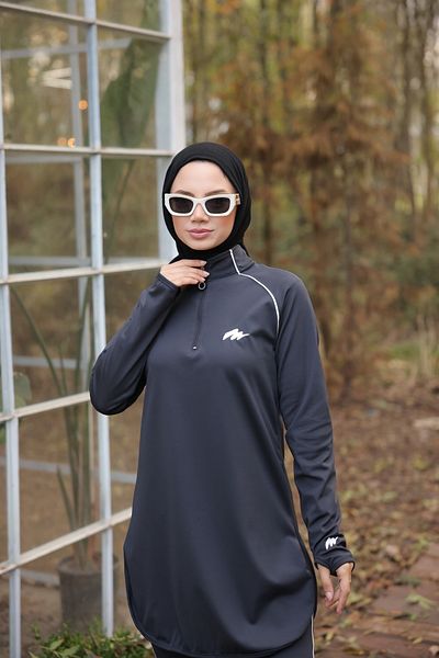 Wovi Moda Γυναικείο σετ φόρμας Jogger με φερμουάρ από ύφασμα κατάδυσης
