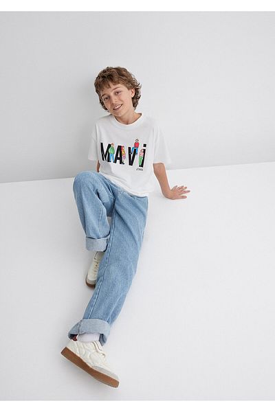 Mavi Printed Ecru T-Shirt Loose Fit / Loose Relaxed Cut 6610280 -70057