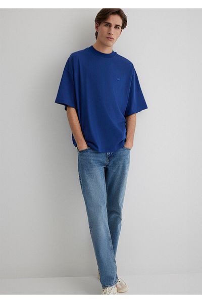 Mavi Modré tričko Crew Neck Basic Oversize / Wide Cut 0611931 -70722
