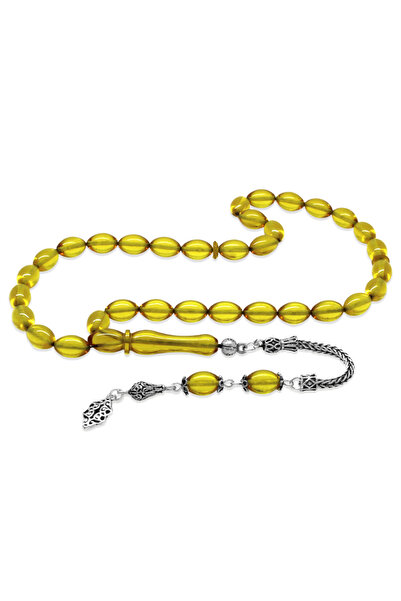 Tesbihane 925 проба срібний намисто з бавовняними нитками, вирізане з янтарю