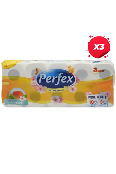 PERFEX SET 3 BUCATI - HARTIE IGIENICA 3STR, 10 ROLE, PIERSICA