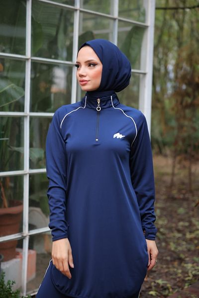 Wovi Moda Γυναικείο Σετ αθλητικής φόρμας Jogger από ύφασμα Diver Half Placket με φερμουάρ