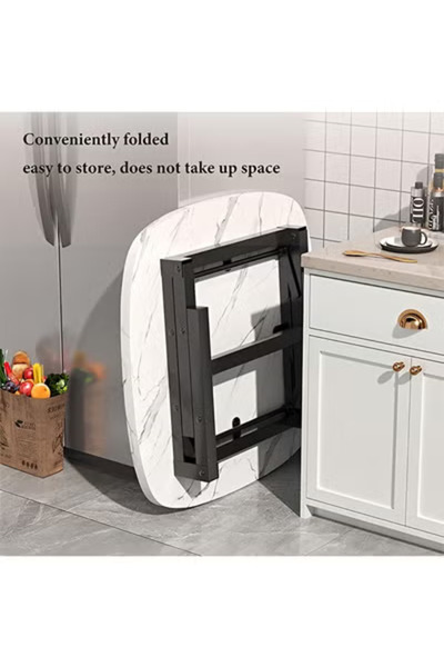 Taimi Round Folding Table, Indoor Outdoor Portable Folding Table Wood, Folding Table-60x60x52cm - White