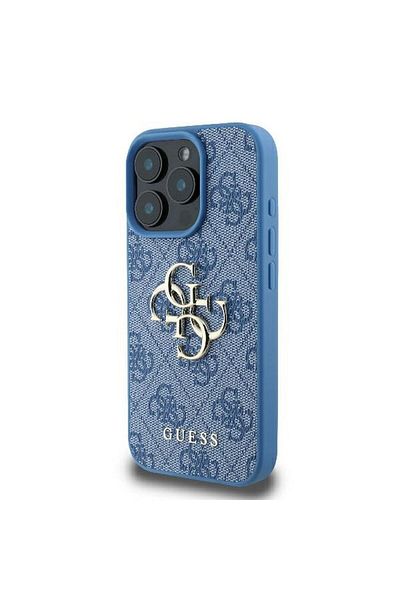 REDz Accessories Carcasă Guess pentru iPhone 16 Pro Max, model, logo mare din PU 4G, albastră
