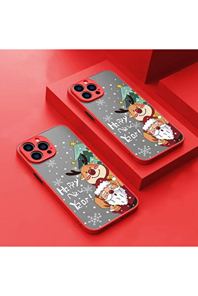 REDz Accessories Carcasă de Crăciun, rezistentă la șocuri, compatibilă cu iPhone 14 Pro, butoane colorate, bara de protecție, roșie