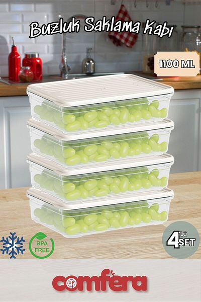 BAGER MARKET Freezer Storage Container - Winter Freezer Sampler - 1100 ml - 4 Colors