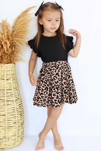 Parla Kids Set de catarame pentru rochie cu maneci cu volan leopard
