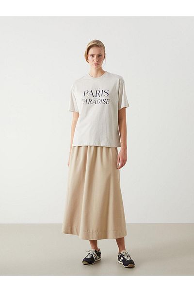 LC Waikiki Γυναικείο μπλουζάκι Crew Neck Paris με στάμπα Oversize