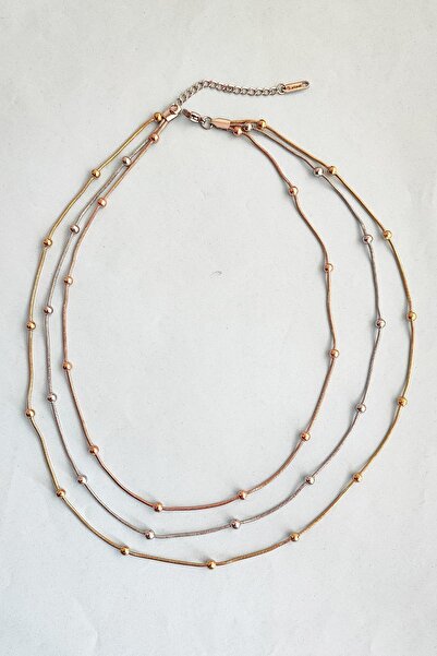 New Obsessions Stainless Steel 3 Rows Bulk Chain Necklace