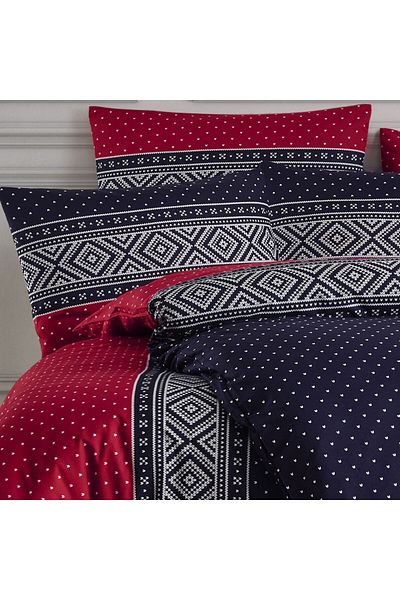 Story home Textile Set de lenjerie de pat dublă Story Home 100% bumbac Ranforce 144TC 4 piese husă pilotă 200x220 cm Embla Roșu