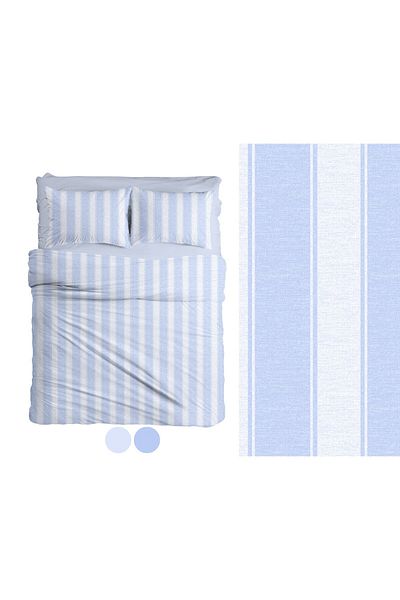 Story home Textile Set de lenjerie de pat dublă Story Home, 100% bumbac Ranforce 144TC, husă pilotă 4 piese 200x220 cm Copenhaga