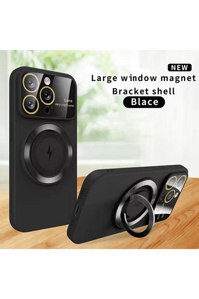 REDz Accessories Husă de protecție pentru cameră, inel de fixare Magsafe pentru iPhone 15 Pro Max, inel de siguranță, silicon, neagră