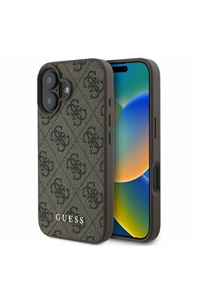 REDz Accessories Carcasă Guess pentru iPhone 16, model, PU 4G Classic, maro