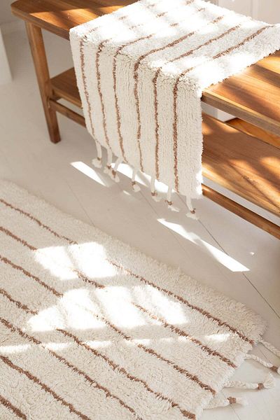 İrya In Lines Set of 2 Bath Mat 100% Cotton 40X60 + 60X90 Beige Striped