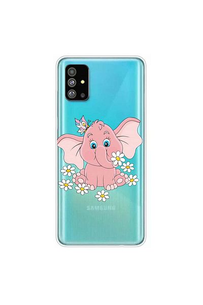 REDz Accessories Carcasă din silicon compatibilă cu Samsung S20 modelul Pink elephant, rezistentă la șocuri, TPU transparentă/roz