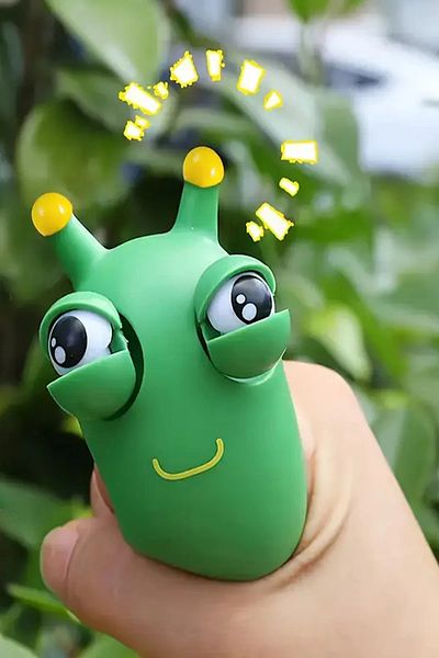 BALCI HEDİYELİK Funny Eyeball Bursting Squeeze Sukuşi Worm Decompression Toy Green Eye Caterpillar