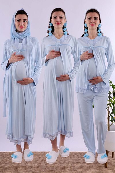 ByLohusa Effortt Blue Hijab Maternity Maternity Set Byl2T40362