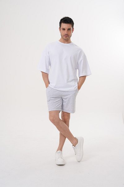ACTIVE MODA - Men's Cotton Tshirt - Shorts 2-Piece Set with Laces Large Size Colorful