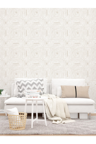 dreamwall Çizgili Bej Desenli Duvar Kağıdı Isı ve Ses Yalıtımlı Yırtılmaz