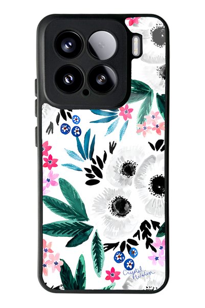 Spoyi Teleplus Xiaomi Mi 15 White Flower Design Glossy Phone Case