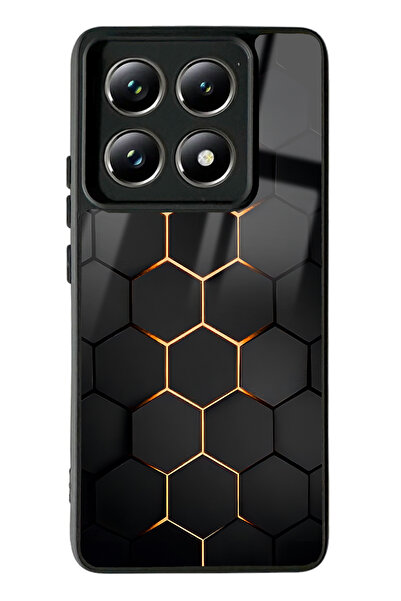 Spoyi Xiaomi Mi 14 T Pro Yellow Carbon Tasarımlı Glossy Telefon Kılıfı