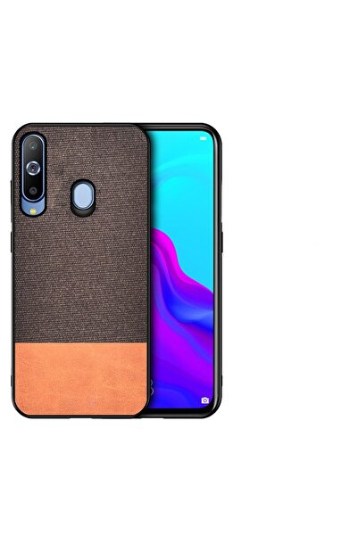 REDz Accessories Carcasă TPU și policarbonat, compatibilă cu Samsung A20, culoare cafea, textură textilă, îmbinare