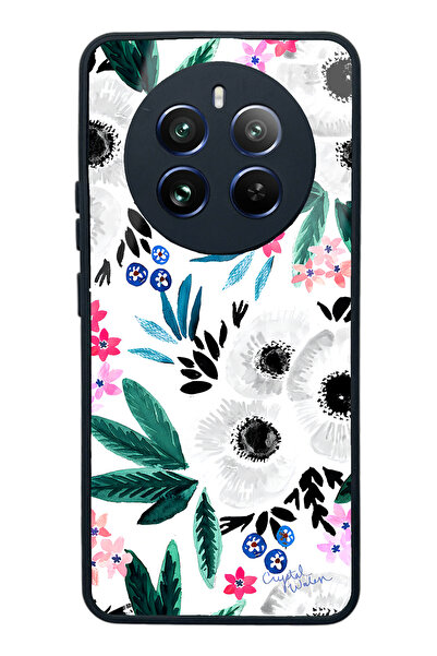 Spoyi Case for Oppo Realme 12 Pro Plus White Flower Design Glossy Phone Case