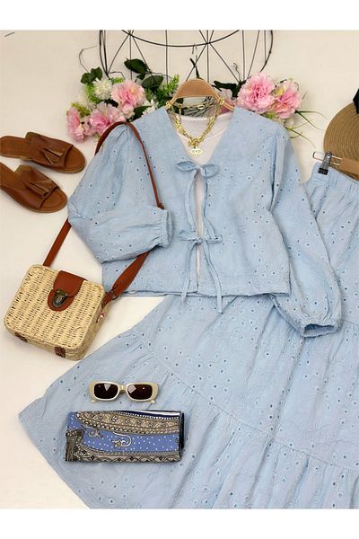 YEDİLALE Front Tie Jacket Skirt Double Set [Excluding Underwear]