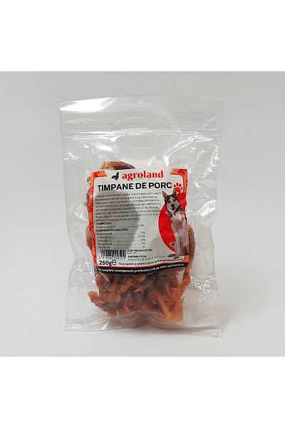 Agroland Recompense naturale pentru caini, timpane de porc uscate, 250g