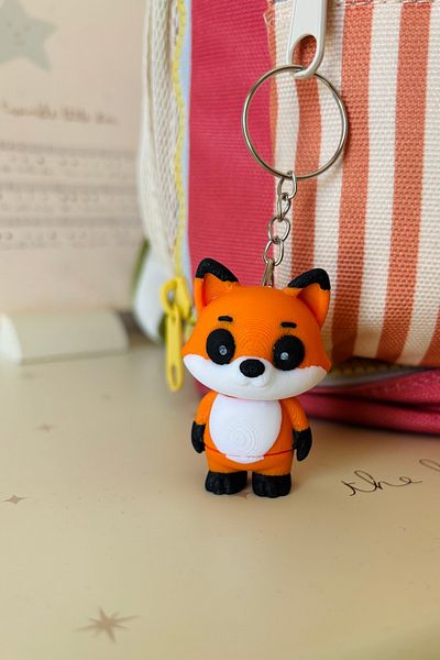 CESTOPİENO Breloc Bioplastic Minimalist Drăguț Vulpe - 5 cm - Cadou - Zi de naștere