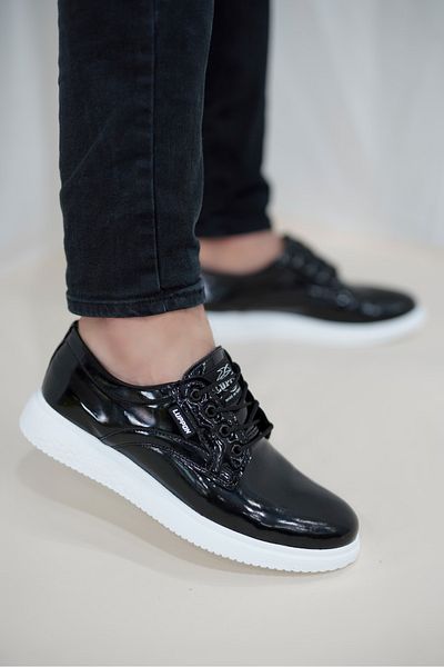 mihra home Men's Black Patent Leather Daily Casual Shoes Mi̇hra4030