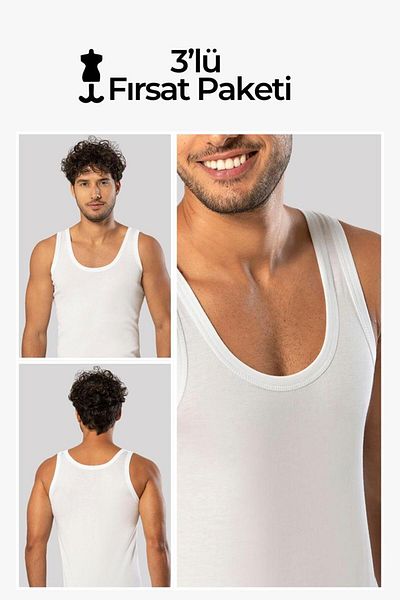 ERDEM İÇ GİYİM Weweus 3-pack White Super Thin Ανδρικό Φυσικό Μπαμπού Πολυτελές Μονό 11143