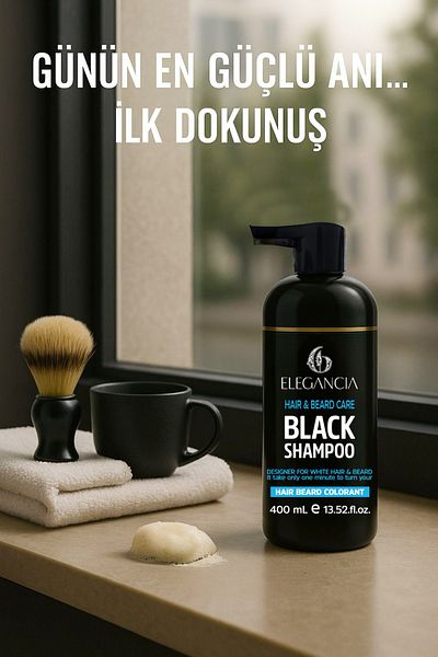 Elegancia Black Hair Shampoo – Special for White Hair - Fast Effect - Whiteness Covering - 400 ml