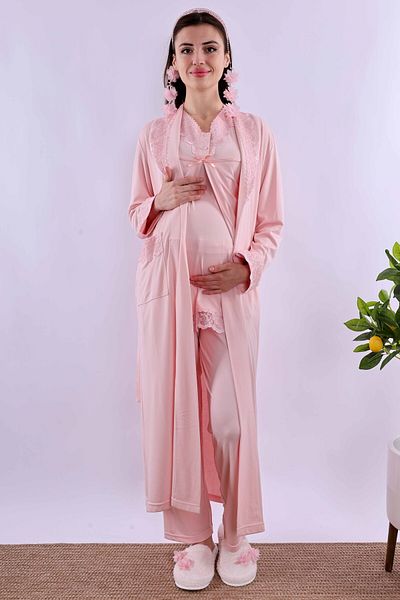 ByLohusa Effortt Pink Dressing Gown Maternity Pajama Set