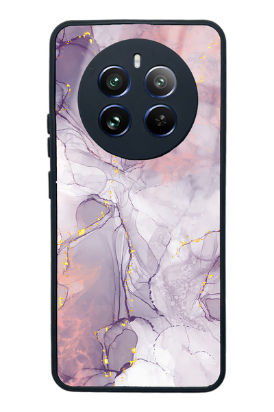 Spoyi Oppo Realme 12 Pro Plus Fuşya Mermer Tasarımlı Glossy Telefon Kılıfı