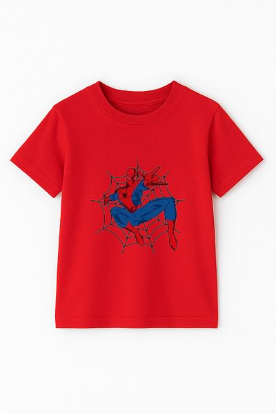 Trend Bebe Butik Spiderman Printed Boys' T-Shirt Cotton, Breathable Fabric, Colorful Summer Short Sleeves
