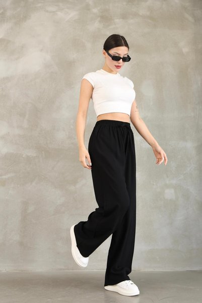 RE7EDİ Women Viscosa Cotton Pants Black