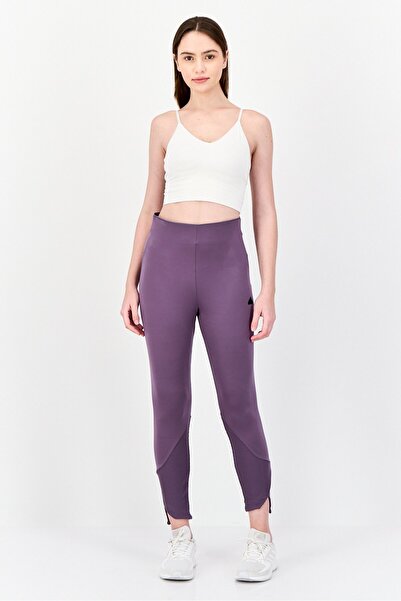 adidas بنطال ضيق نسائي طويل بشعار العلامة التجارية، بنفسجي