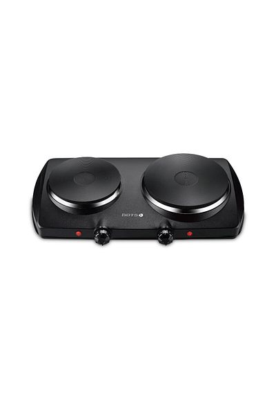 DOTS - Double Electric Cooker, 2300 Watts, Heating Plate Size 18.5 cm - 15.5 cm, Black - CCP1015P2