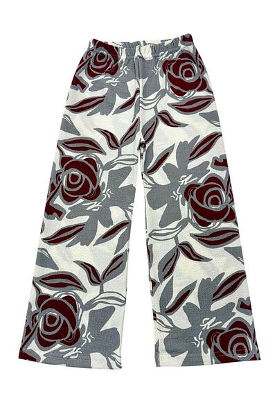 Esterella Girl's Spanish Leg Roll-Up Trousers /Girl's Loose Wide-Leg Trousers/ Roll-Up Trousers