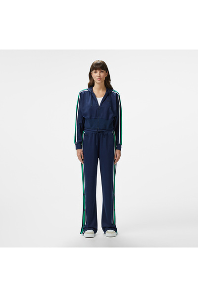 Lacoste Kadın Crop Fit Fermuarlı Renk Bloklu Lacivert Sweatshirt