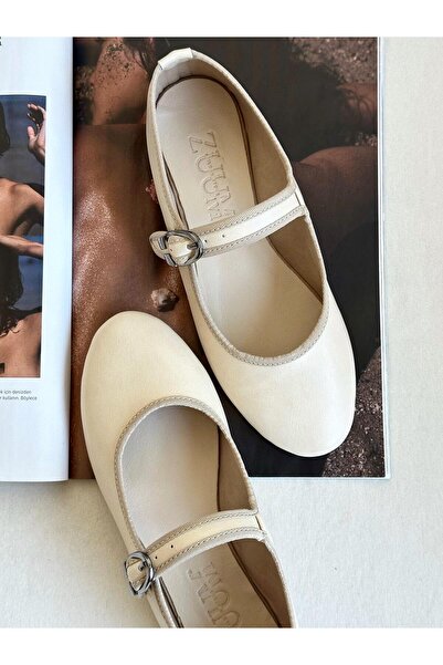 Zuum Balerina Beys Mary Jane pentru femei - piele bej