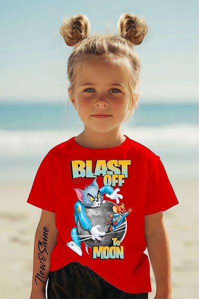 New Shine Tom and Jerry Printed Oversized Children's T-Shirt