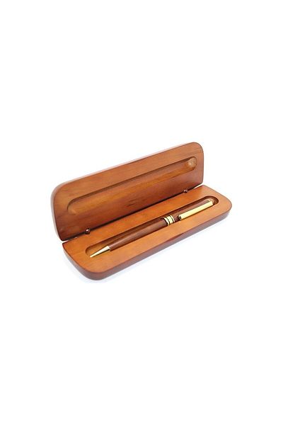 Bin Hediye Ballpoint Pen with Wooden Box Dark Brown 709978