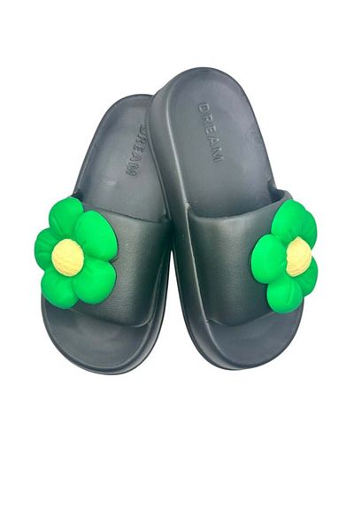 TECOS Women's slippers, Tecos®, size 39-40, black with 3D flower print, 25 centimeters