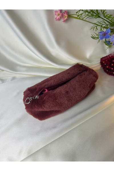 MELSEA Peluş Kalemlik Kalpli Saten Astarlı Kalem Kutusu