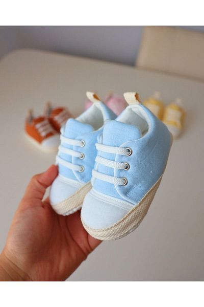 TinyAlp Eid Summer Lace-Up Muslin Fabric Natural Design Baby Shoes