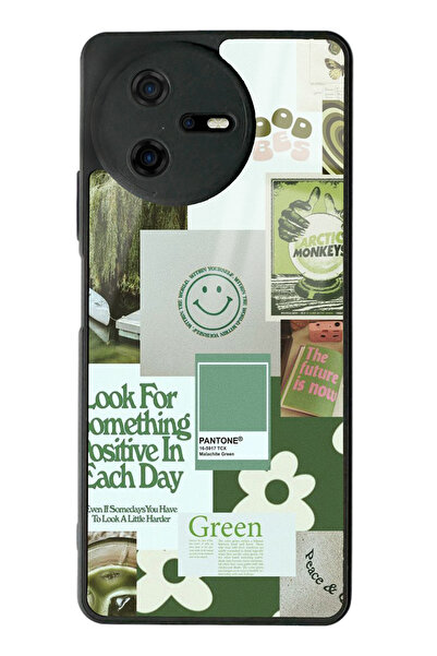 Spoyi Casper Via A40 Green Sticker Tasarımlı Glossy Telefon Kılıfı