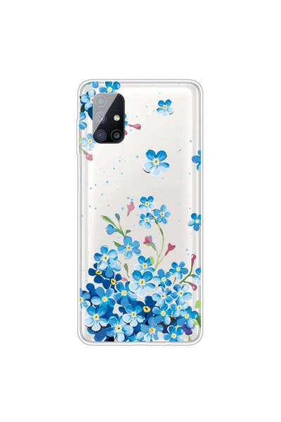 REDz Accessories Carcasă compatibilă cu Samsung M51 model Blue Flowers, silicon, rezistentă la șocuri, multicoloră