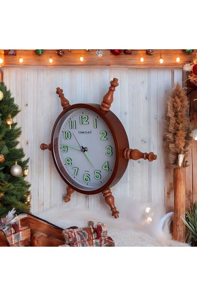 Bahat Phosphorescent 3D Embossed Numeral Antique Sailor Sailor Rudder Wall Clock 36 cm